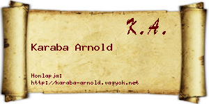 Karaba Arnold névjegykártya